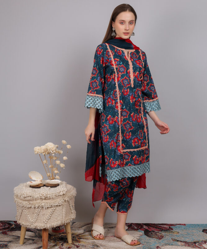 Red Printed Pakistani suit