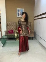 Bronze & Red Sharara Set