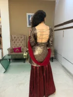 Bronze and Scarlet Sharara Set