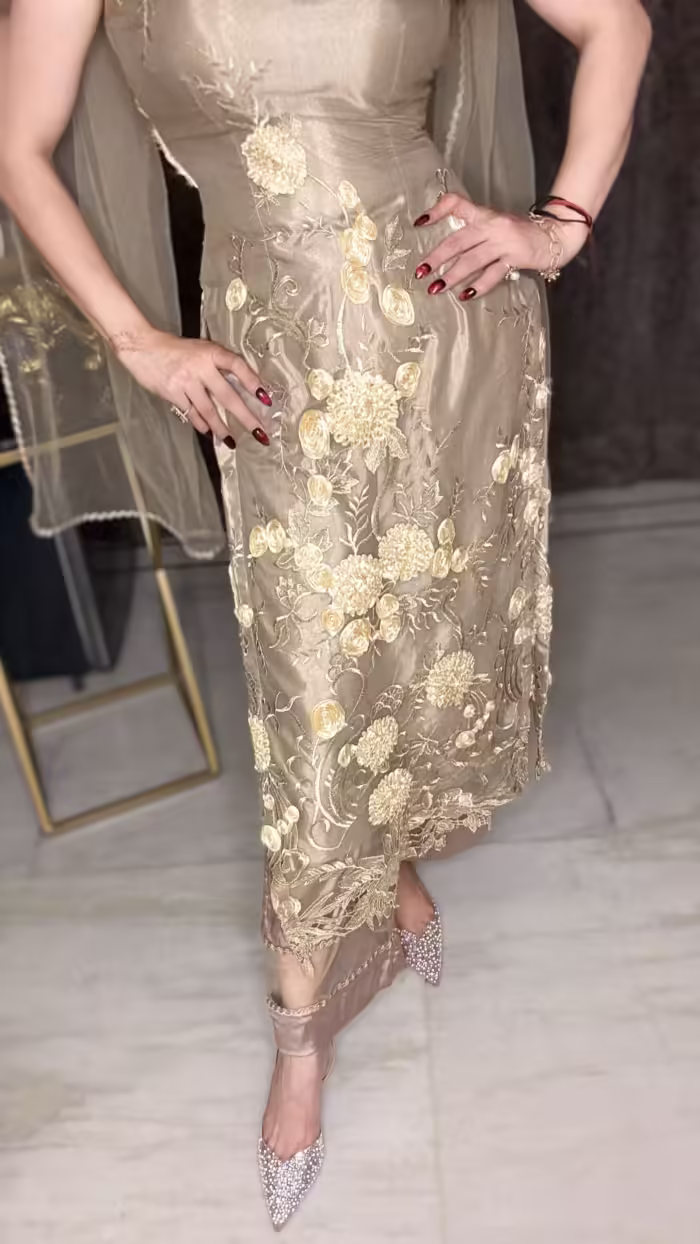 Grey Embroidered Suit
