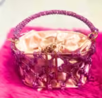 Fuchsia Rhinestone Basket Bag